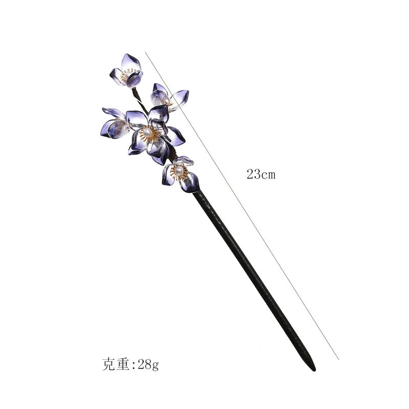 Sandalwood Flower Shape Hairpin Clips Handmade Coiled Wooden Hair Fork Sticks Retro Chinese Hanfu Hair Accessories Jewelry Tiara