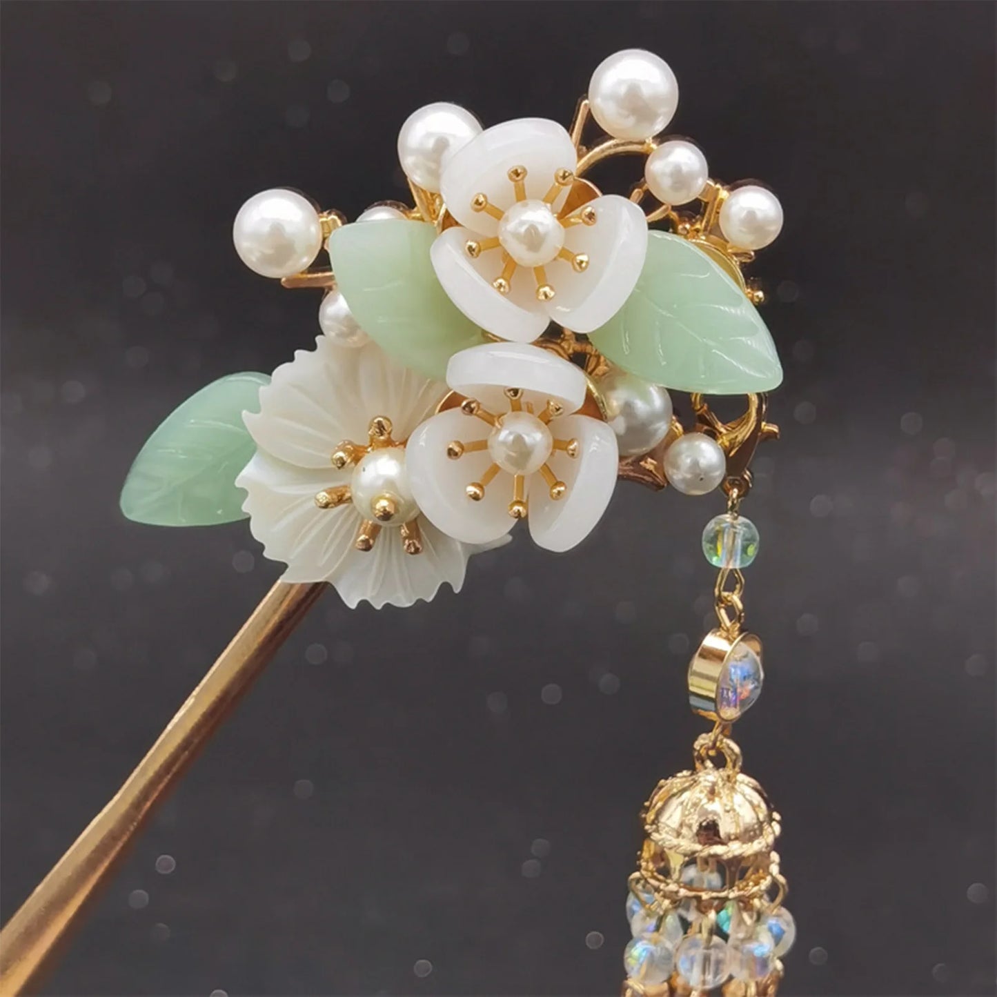 Long Tassel Hairpin Metal Chinese Hanfu Hair Accessories For Women Floral Pearl U-shaped Hair Forks Headpiece Retro Hair Jewelry