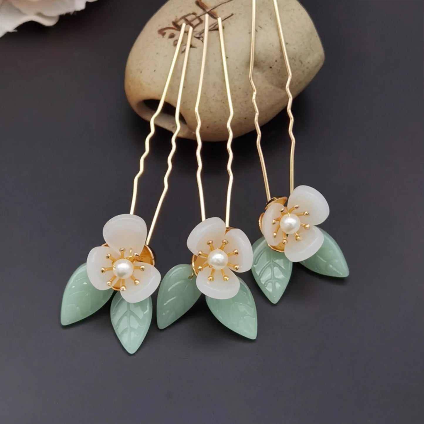 Long Tassel Hairpin Metal Chinese Hanfu Hair Accessories For Women Floral Pearl U-shaped Hair Forks Headpiece Retro Hair Jewelry