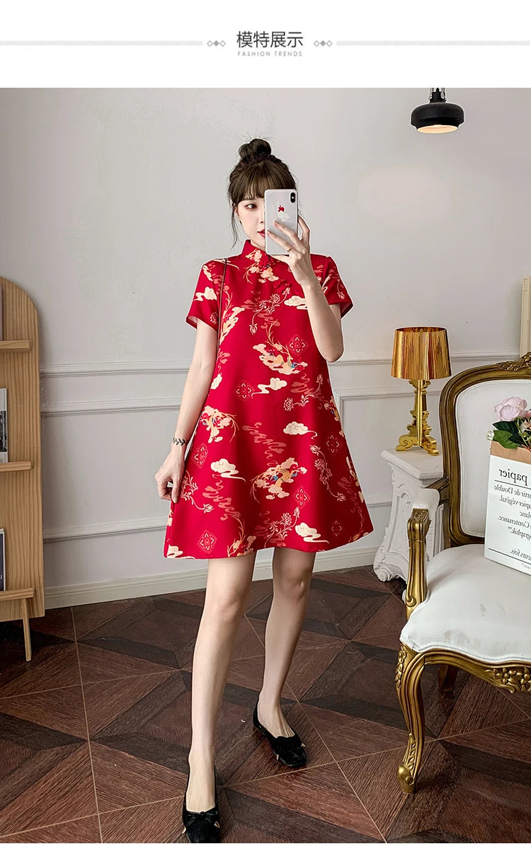 Red Elegance Cheongsam - Summer Chic
