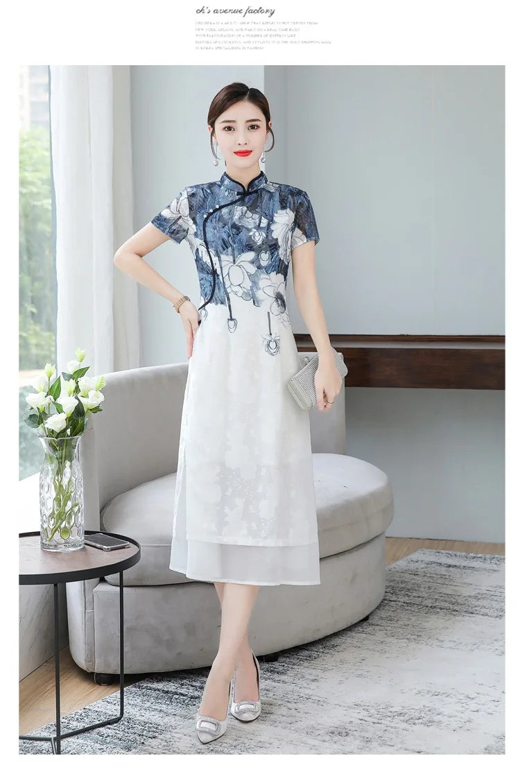 Ink Blossom Elegance Cheongsam