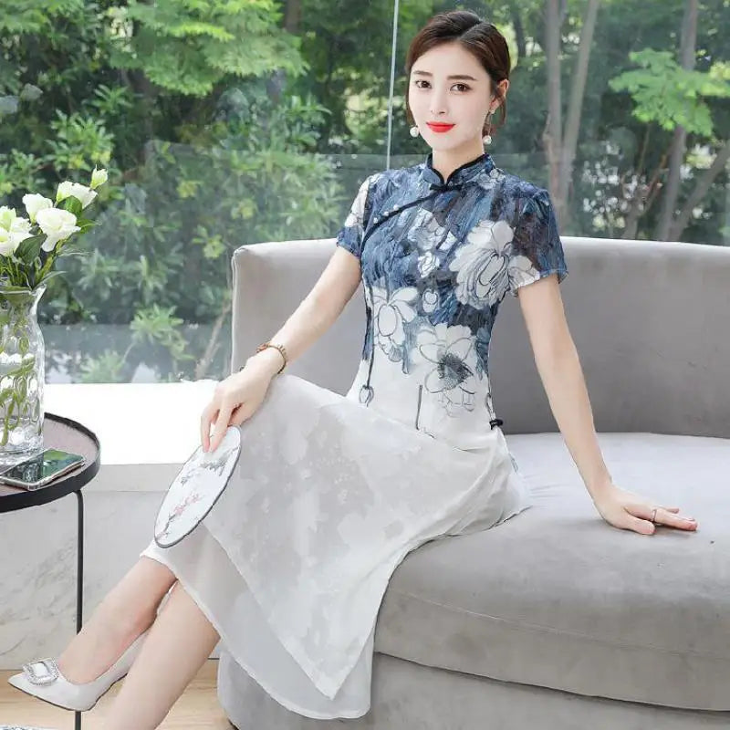 Ink Blossom Elegance Cheongsam