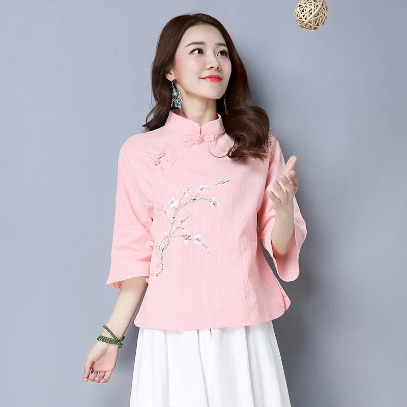 Oriental Blossom Blouse Elegance