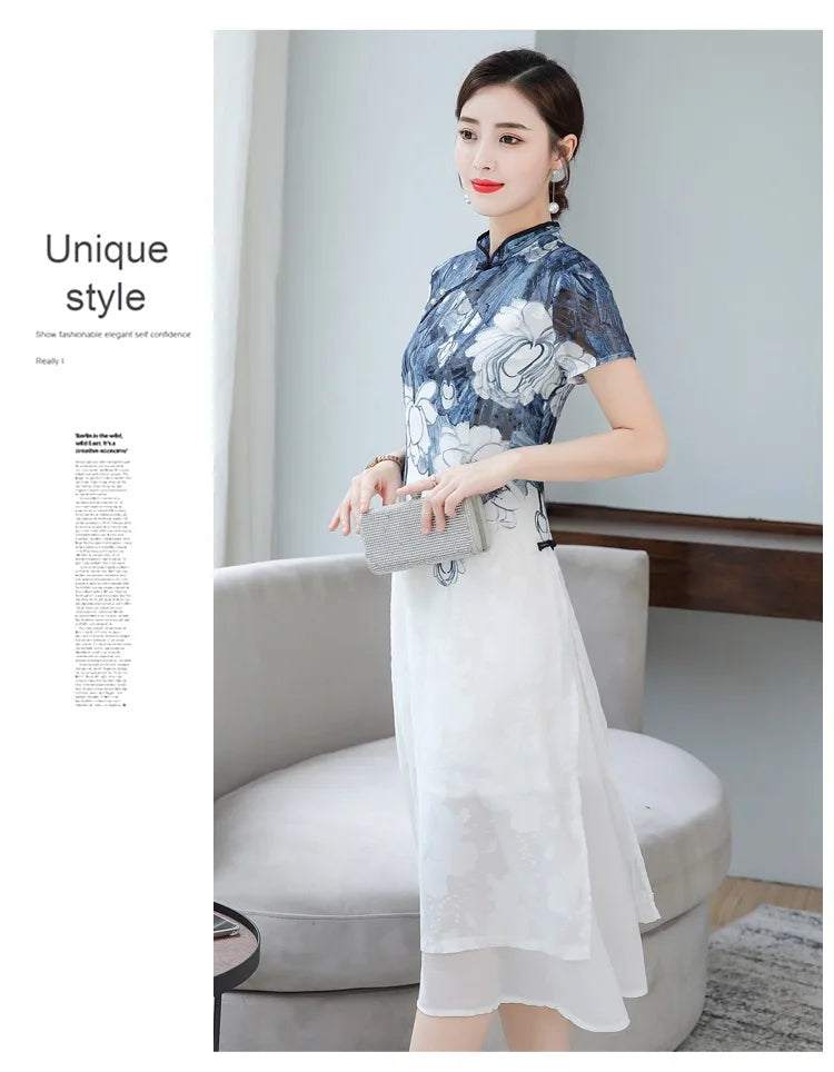 Ink Blossom Elegance Cheongsam