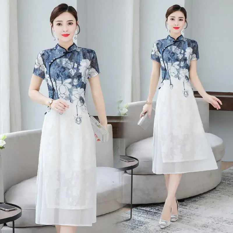 Ink Blossom Elegance Cheongsam