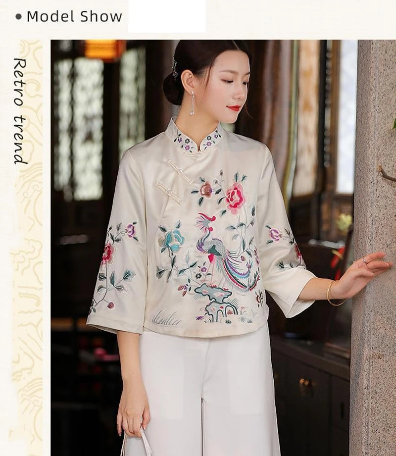 Retro Elegance Embroidered Cheongsam