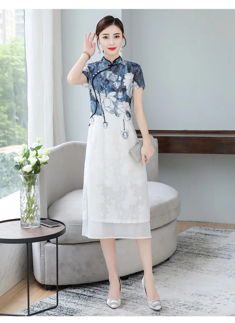 Ink Blossom Elegance Cheongsam
