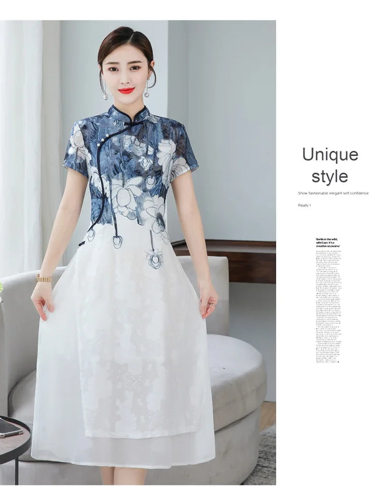 Ink Blossom Elegance Cheongsam