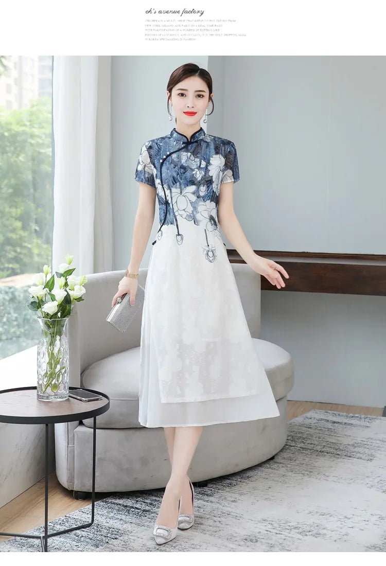 Ink Blossom Elegance Cheongsam