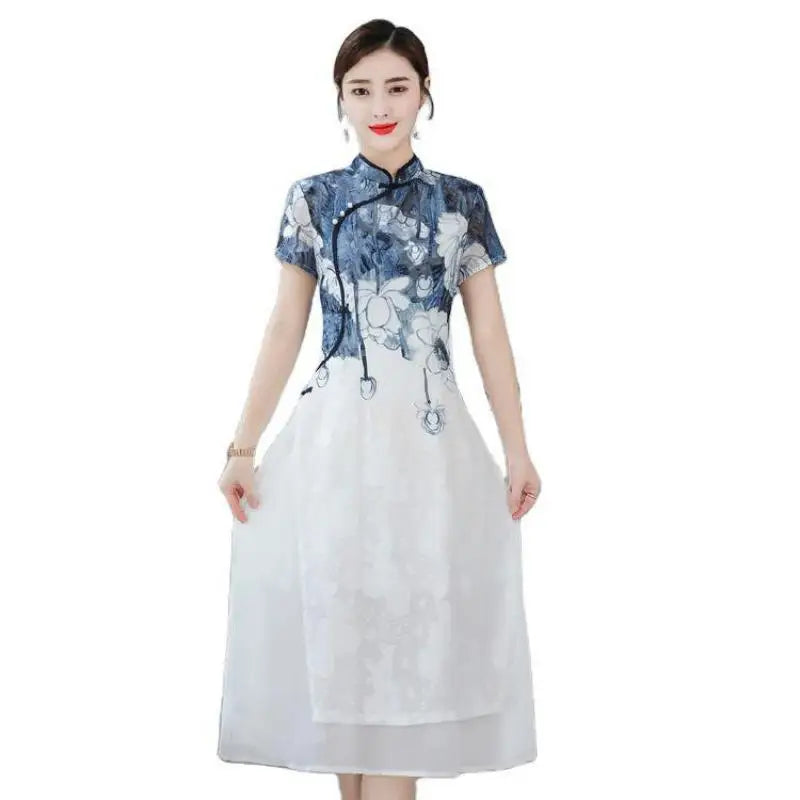 Ink Blossom Elegance Cheongsam