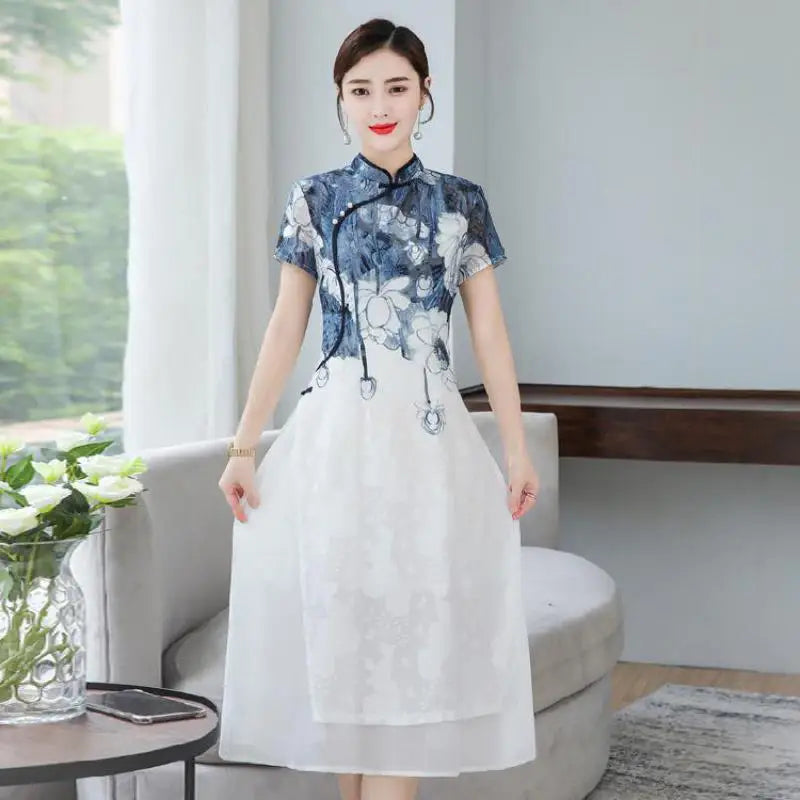 Ink Blossom Elegance Cheongsam