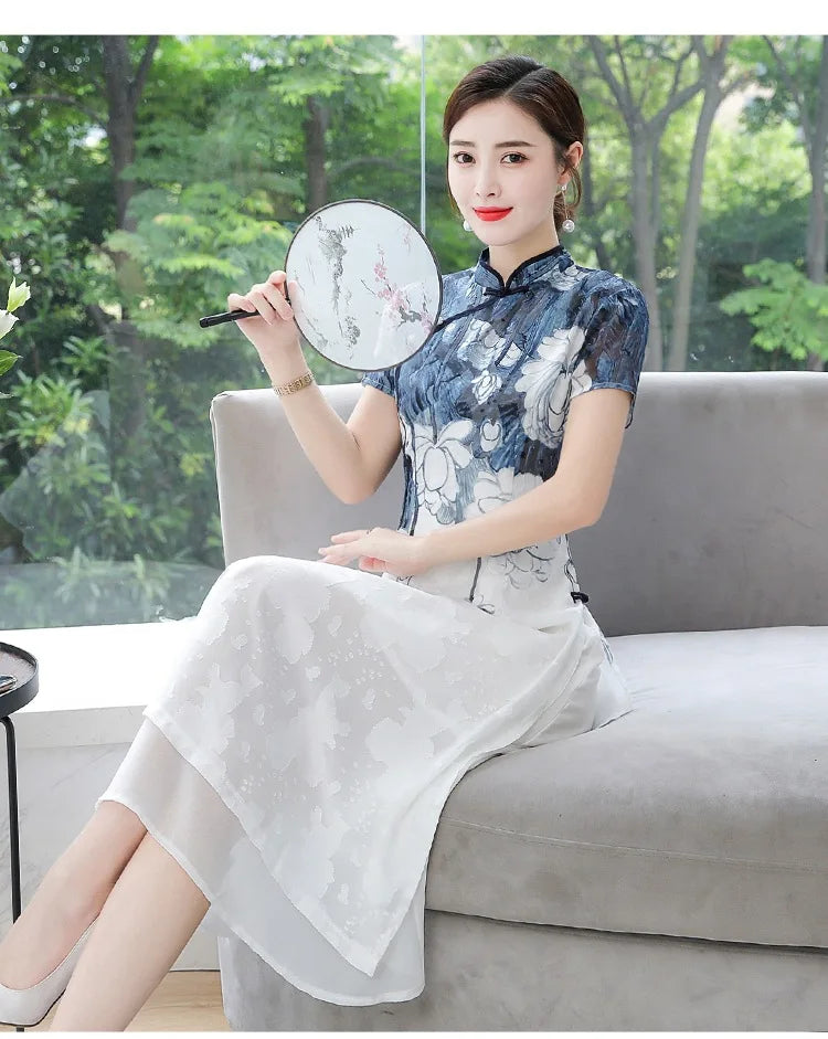 Ink Blossom Elegance Cheongsam