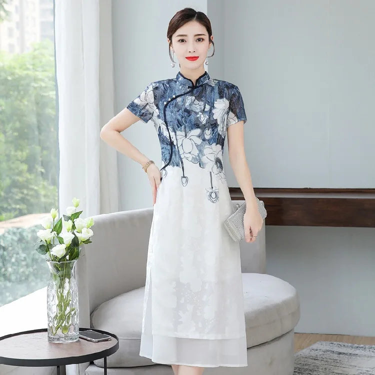 Ink Blossom Elegance Cheongsam