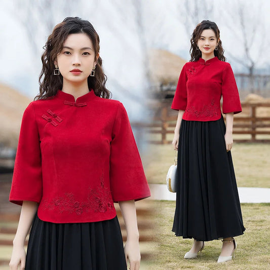 Elegance Blossoms Cheongsam Blouse