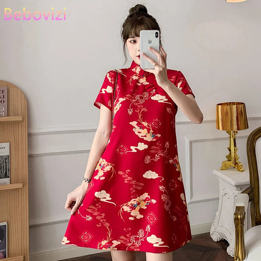 Red Elegance Cheongsam - Summer Chic