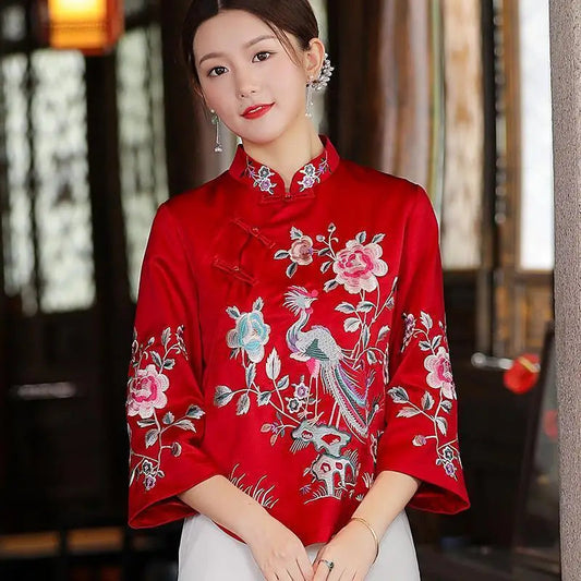 Retro Elegance Embroidered Cheongsam