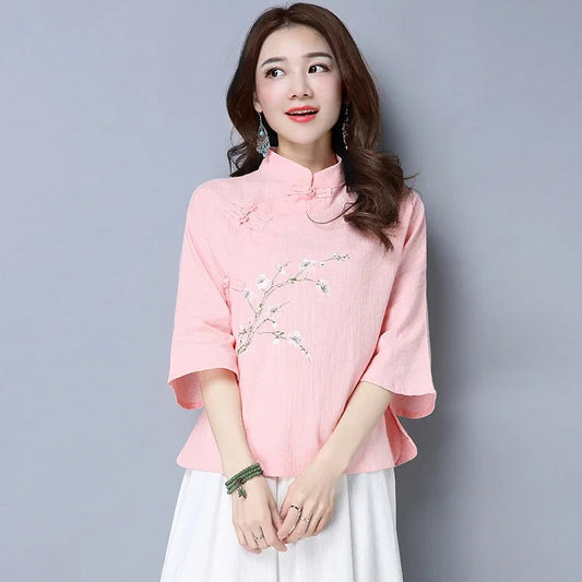 Oriental Blossom Blouse Elegance