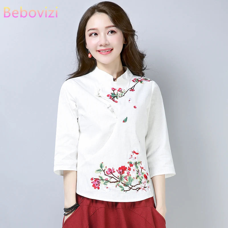 Blue Blossom Elegance Qipao Top