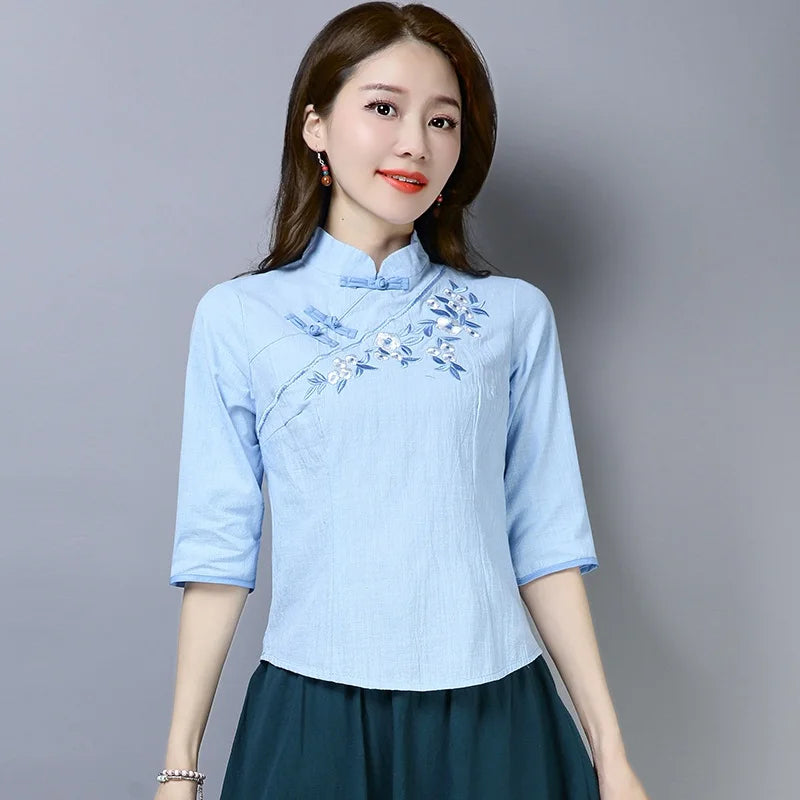 Summer Elegance Hanfu Blouse