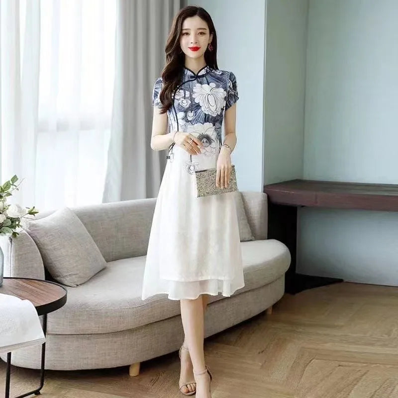 Ink Blossom Elegance Cheongsam