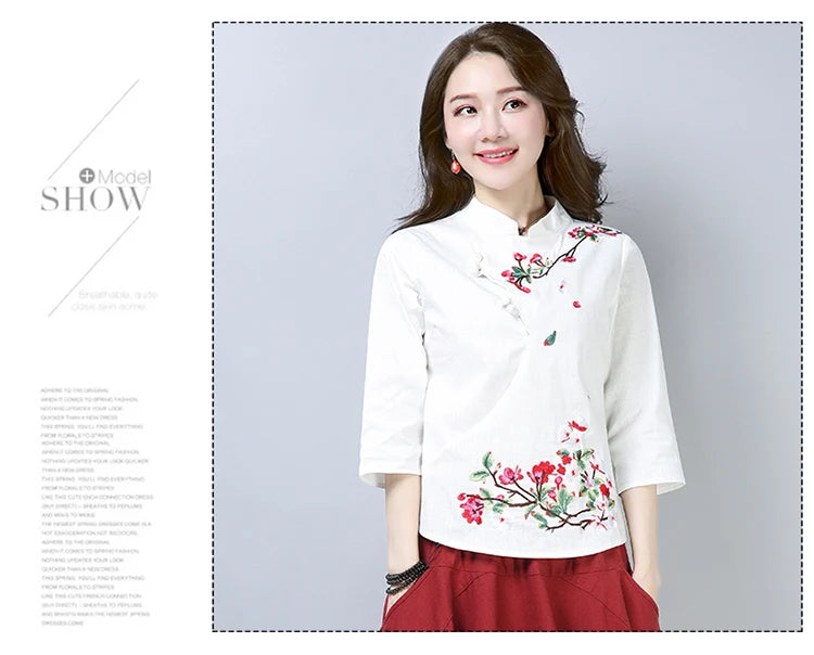 Blue Blossom Elegance Qipao Top