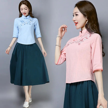 Summer Elegance Hanfu Blouse