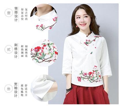 Blue Blossom Elegance Qipao Top
