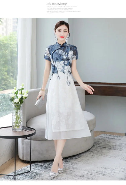 Ink Blossom Elegance Cheongsam