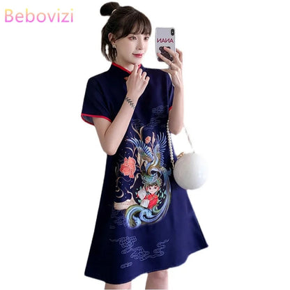 Elegant Navy Embrace Cheongsam
