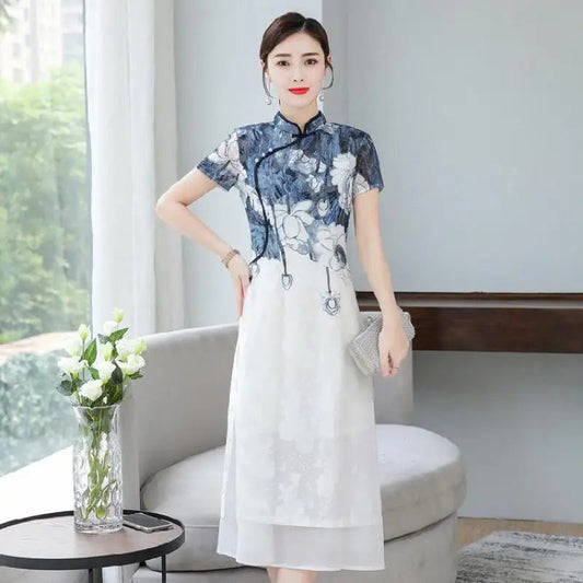 Ink Blossom Elegance Cheongsam