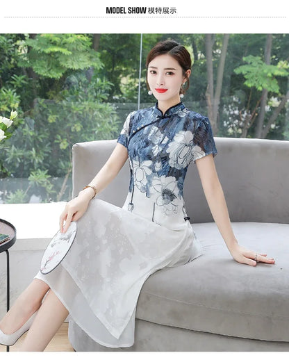 Ink Blossom Elegance Cheongsam
