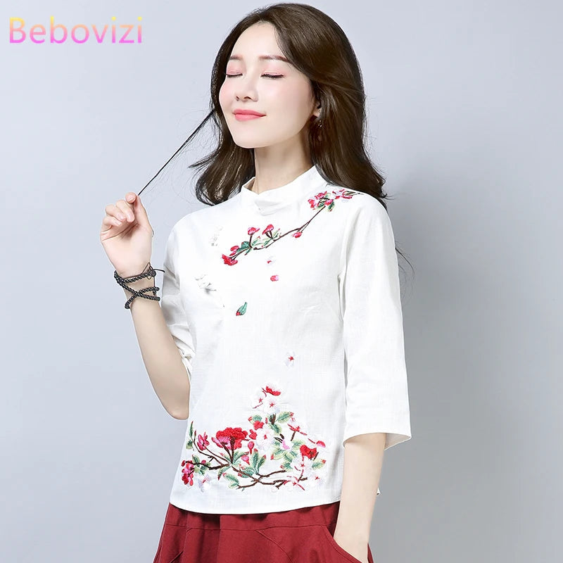 Blue Blossom Elegance Qipao Top
