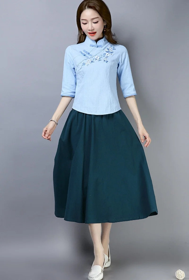 Summer Elegance Hanfu Blouse