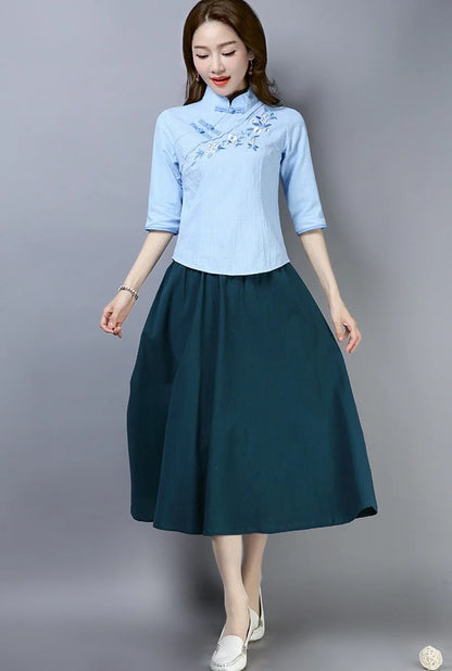 Summer Elegance Hanfu Blouse