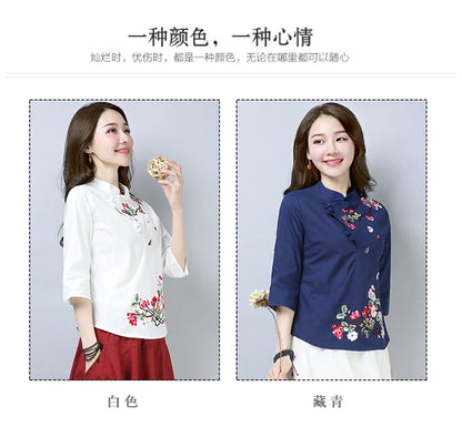 Blue Blossom Elegance Qipao Top