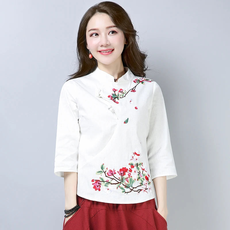 Blue Blossom Elegance Qipao Top