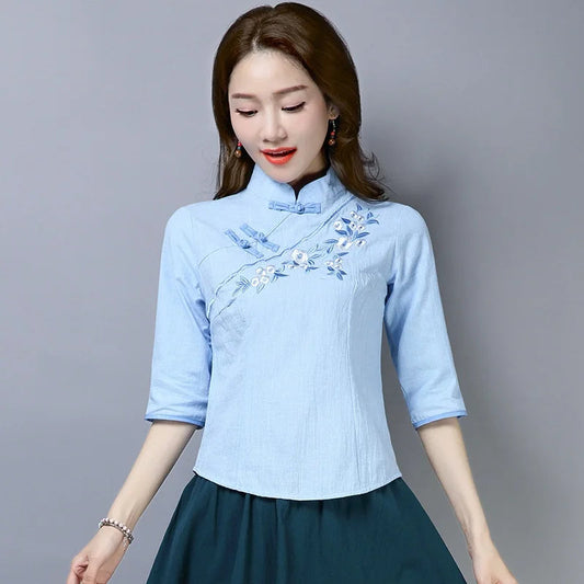 Summer Elegance Hanfu Blouse