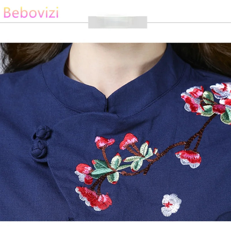 Blue Blossom Elegance Qipao Top
